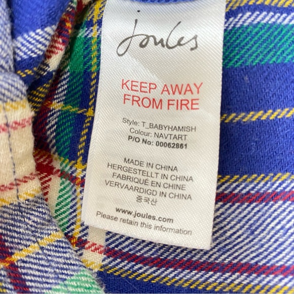 Baby Joules Plaid Flannel Hamish Shirt Navy Blue Tartan 0-3 Months - Picture 9 of 9